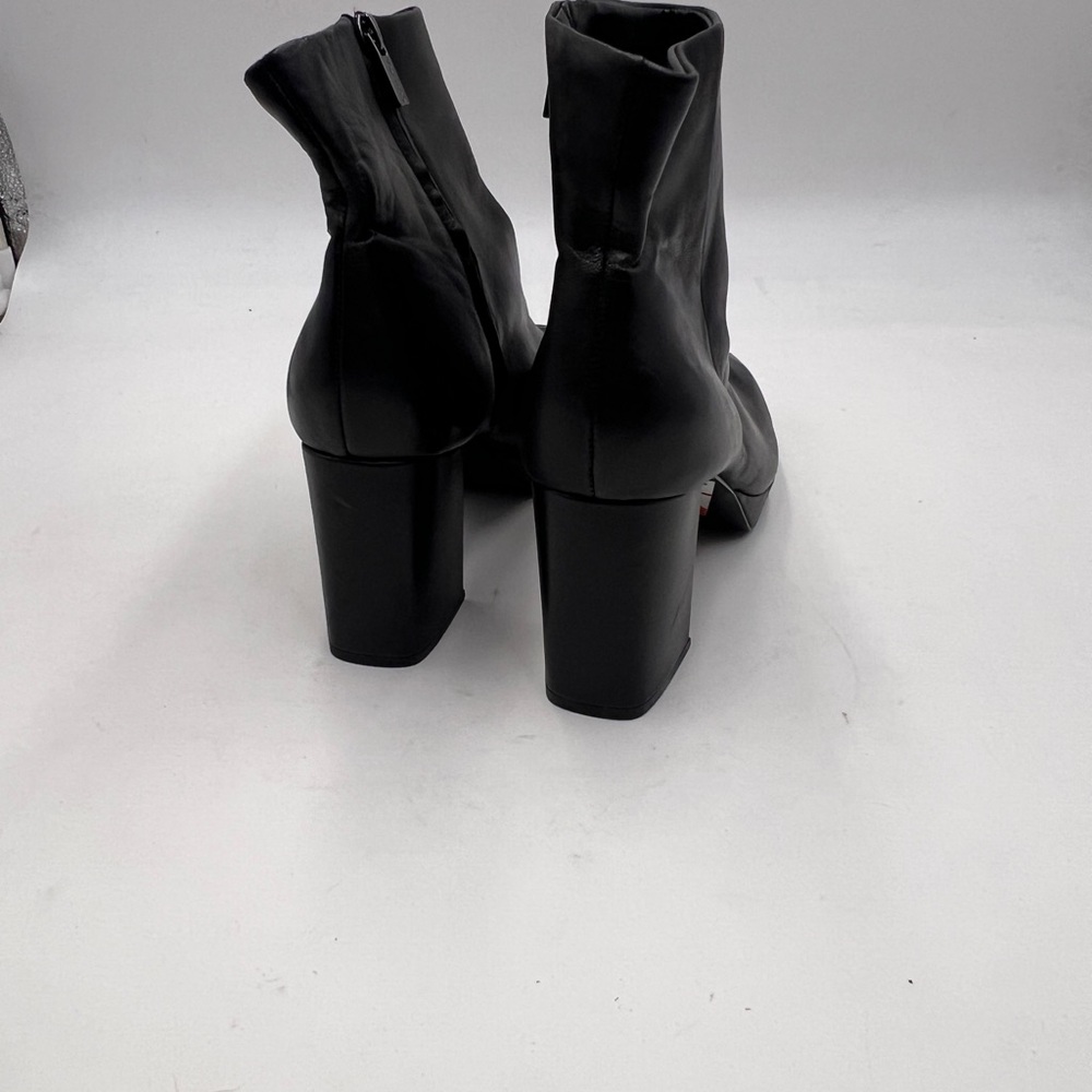 Calvin Klein Sleek Black Leather Heeled Boots - Picture 7 of 9